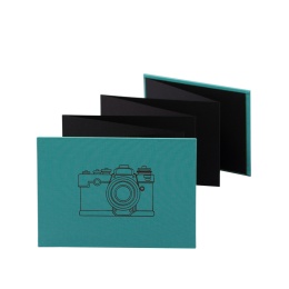 Leporello CAMERA jade | 18 x 13 cm, Querformat, für 14 Fotos schwarz