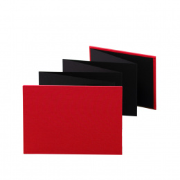Leporello LEINEN rot | 18 x 13 cm, Querformat, für 14 Fotos schwarz