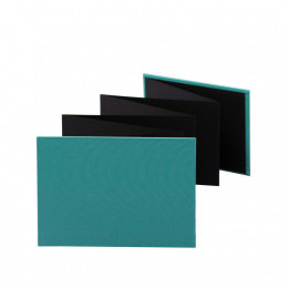 Leporello LEINEN jade | 18 x 13 cm, Querformat, für 14 Fotos schwarz