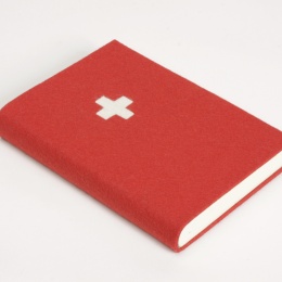 Notizbuch FILZBUCH rot mit Schweizer Kreuz | DIN A 5, 144 Blatt blanko