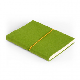 Notizbuch FILZDUETT Filz grün/Gummi orange | DIN A 5, 144 Blatt blanko